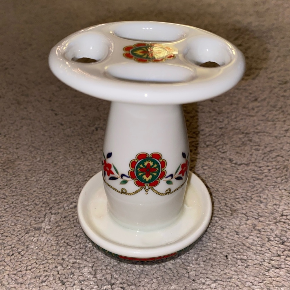 Shibata Vintage Japan Floral Bathroom Toothbrush Holder Porcelain